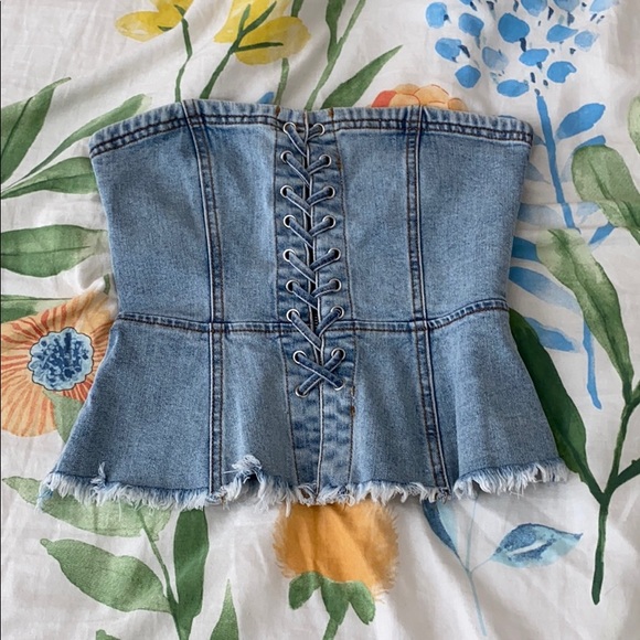 Forever 21 Tops - Strapless Jean Style Corset Top